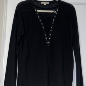 Express one eleven long sleeve lace up blouse size XS